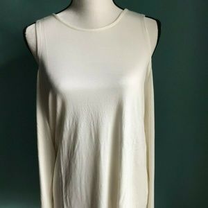 MUD PIE Women's Tunic Top sz M Ivory COLD SHOULDER